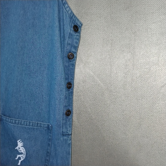 My Choice Vintage 90's Denim Maxi Jumper Dress With Tribal Figures Size … - Picture 6 of 9